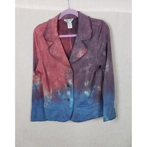 Hard Tail Forever Tie Dye Blazer Jacket Multicolor Cotton L Casual Boho USA Y2K
